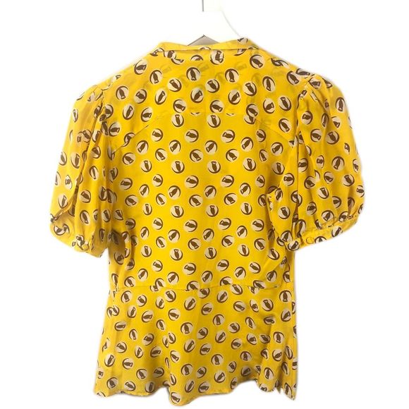 Girls from Savoy sz 2 Owl Print Puffed Sleeve Top - Picture 3 of 5